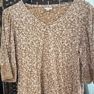 J. Jill Brown and Cream Floral Top